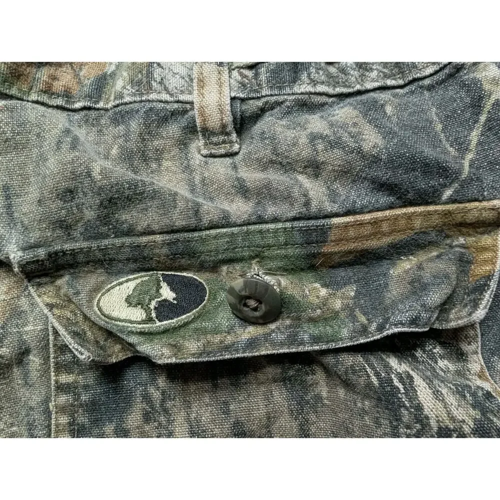 Vintage Mossy Oak Camo Cargo Pants Mens L (36-38) Adjustable Waist Hunting
